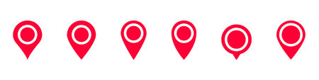 Collection of map location pins in different styles, commonly used for marking places on maps.のイラスト素材