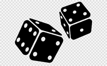 Gaming game dice. Lucky gambling dice symbol of leisure and successful winning in casino with risk and jackpot with vector stakesのイラスト素材
