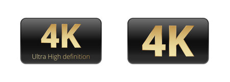 4k ultra-high definition gold badges on black background.のイラスト素材
