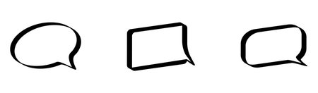Three stylized speech bubbles in black outline design.のイラスト素材