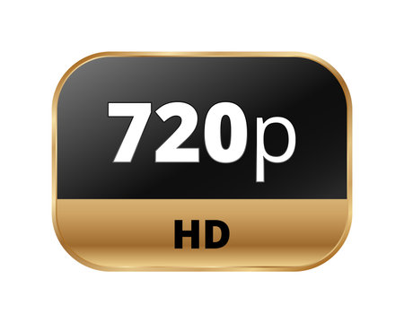 720p hd logo icon in black and gold design for high-resolution media.のイラスト素材