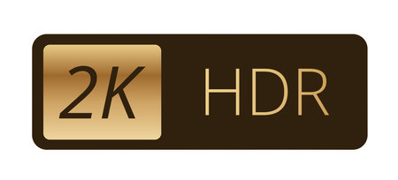 2k hdr technology icon in gold and brown design.のイラスト素材