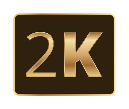 Elegant gold 2k sign on dark background design element.のイラスト素材