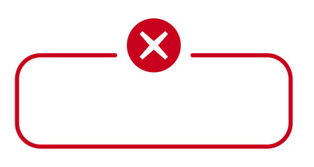 Red circle with white x inside a curved frame.のイラスト素材