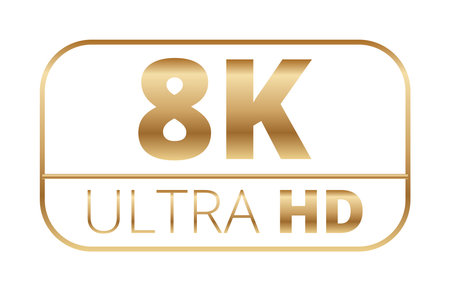8k ultra hd logo in gold emphasizing high-definition quality.のイラスト素材