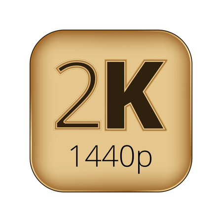 2k resolution badge with 1440p text on gold background.のイラスト素材