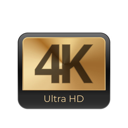 4k ultra hd icon: high-resolution display technology symbol.のイラスト素材