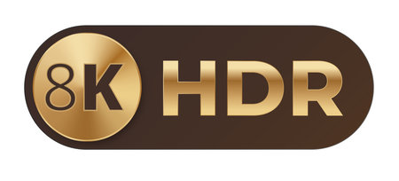 8k hdr logo in gold on brown background.のイラスト素材