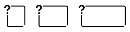 Question mark frames three blank frames with question marks in different sizes.