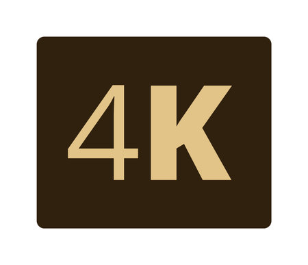 4k resolution symbol on black background displaying high definition.のイラスト素材