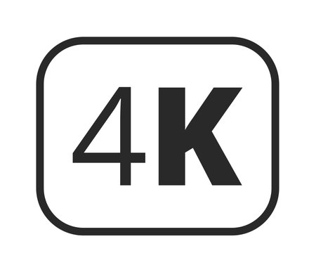 4k digital display icon in minimalist black and white design.のイラスト素材
