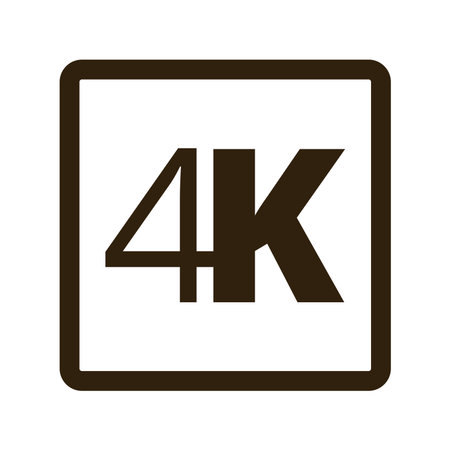 4k resolution icon in black and white minimalist design.のイラスト素材