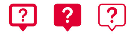 Set of red chat bubble icons with white question marks.のイラスト素材