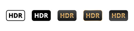 Explore a diverse range of HDR logo styles that vividly showcase high dynamic range technology within media productionのイラスト素材