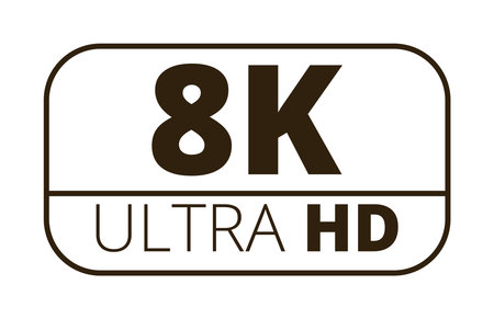 8k ultra hd logo design in black and white rectangle frame.のイラスト素材