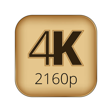 4k 2160p gold icon representing ultra high definition resolution.のイラスト素材