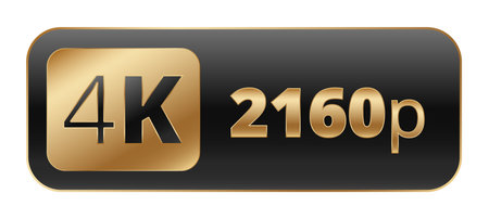 Elegant black and gold 4k 2160p icon for ultra high definition resolution.のイラスト素材