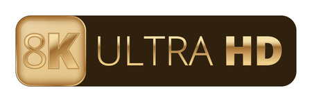 8k ultra hd logo with gold accents on black background.のイラスト素材