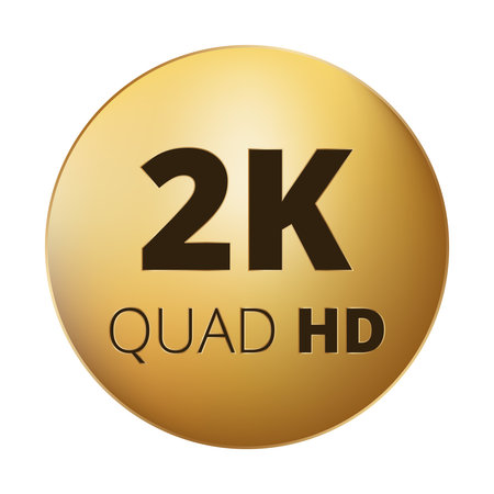 2k quad hd circular emblem on gold background for display quality.のイラスト素材