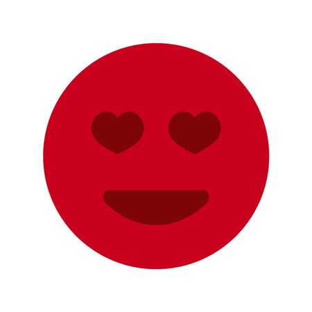 Heart eyes emoji on red background expressing love and joy.のイラスト素材