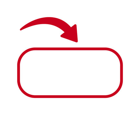 Red arrow and white rounded rectangle frame on white background.のイラスト素材