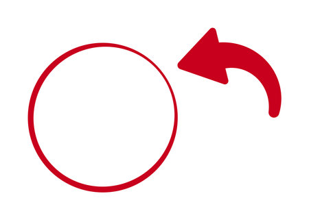 Red circular arrow and outline on white background.のイラスト素材