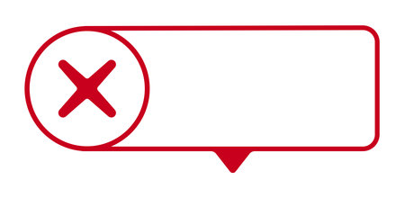 Red error symbol in circular frame with empty text box.
