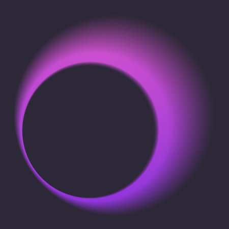 Abstract circular design featuring a vibrant purple neon halo, evoking an eclipse effect.のイラスト素材