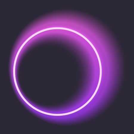 A vibrant neon circle emitting a purple halo, perfect for futuristic and modern design projects.のイラスト素材