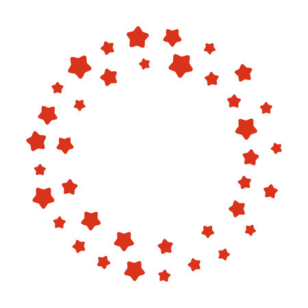 Red star pattern in circular formation on white background.のイラスト素材