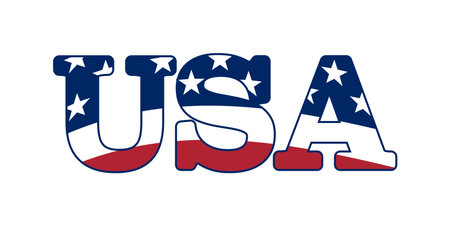 Bold usa text designed with stars and stripes pattern, perfect for patriotic themes and events.のイラスト素材
