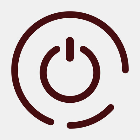 Power button symbol inside spiral circle design.