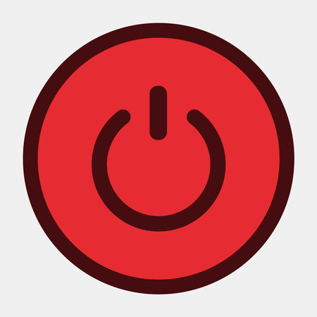 Red power button symbol with on off design.