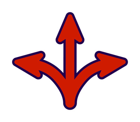 Red arrows symbolizing three-way directional choice.
