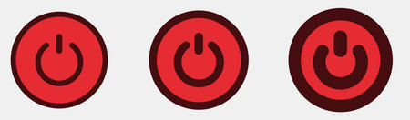 Red power button symbols in various designs and styles.のイラスト素材