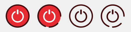 Power button icons: red variations and outlines.