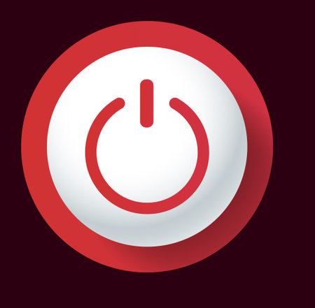 Red power button icon: modern design symbol.のイラスト素材