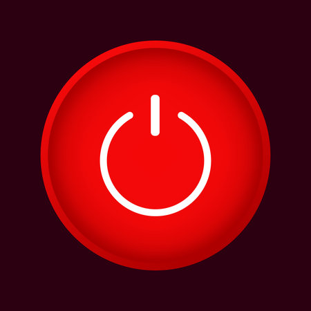 Red power button icon on dark background.のイラスト素材