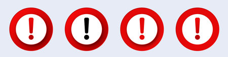Alert symbols: red exclamation marks on circular background.