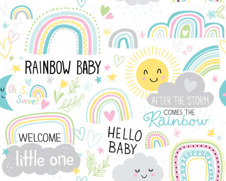 A pattern for all the Rainbow Baby Mamas out there. This vector pattern repeats seamlessly and celebrate rainbow babies.のイラスト素材