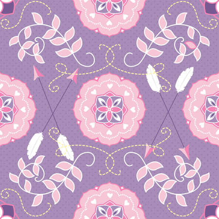Cupids Mandala Seamless Vector Pattern... of love