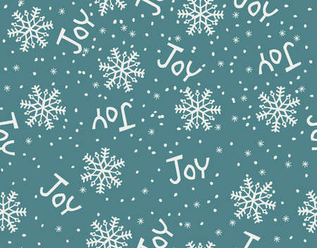 Doodled Snowflakes Vector Patternのイラスト素材