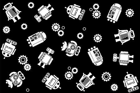 Retro 80s Robot Seamless Vector Patternのイラスト素材