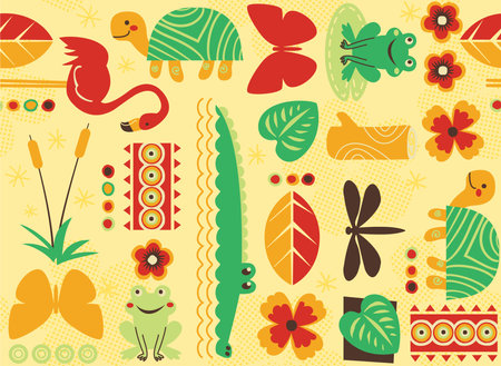 Everglades Seamless Vector Patternのイラスト素材