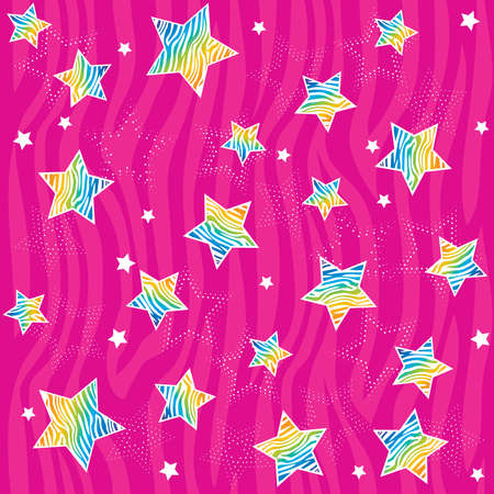 90s rainbow star seamless vector patternのイラスト素材