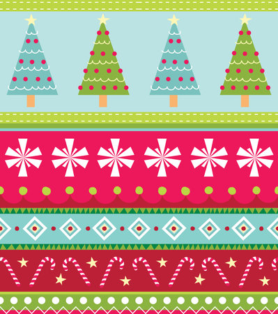 Holly Jolly Christmas Holiday Seamless Vector Patternのイラスト素材