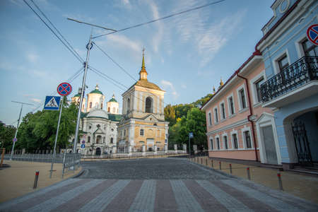 Holy Intercession Podil Church in Podil in Kyiv. Church in the style of Ukrainian Baroqueのeditorial素材