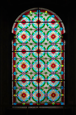 Stained glass windows in Greek Catholic Cathedral. Uzhhorod, Transcarpathian oblast, Ukraine - Jan. 1, 2022のeditorial素材