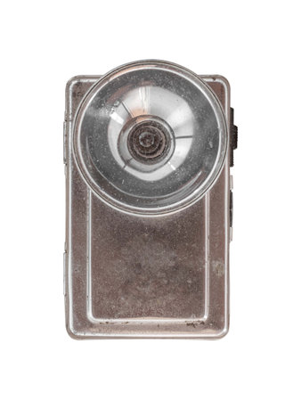 Old vintage metal lantern isolated on white background.