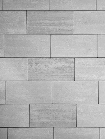 Gray textured ceramic tiles is lined offset.の写真素材